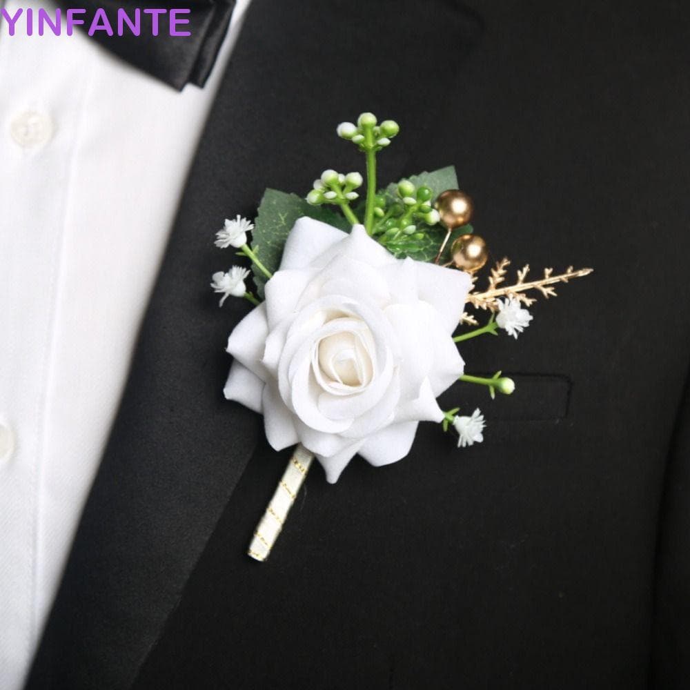YINFANTEWN Noivo Rosa Boutonniere , Moda Romântica Terno De Casamento Corsage , Acessórios Para Casa De Botão