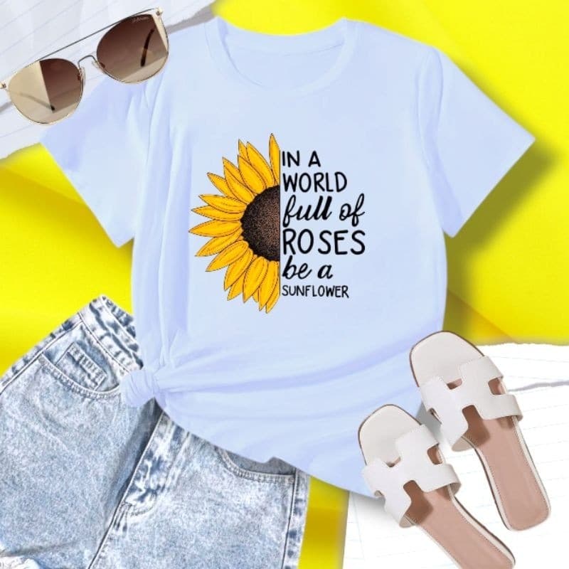 T-shirt Camiseta Unissex T-shirt   Baby Look Feminina Girassol malha Premium Envio Rápido