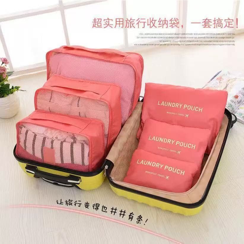 Kit 6 Organizadores de Mala Necessaire de bagagem Viagem  Economize grande Espaço com Várias cores