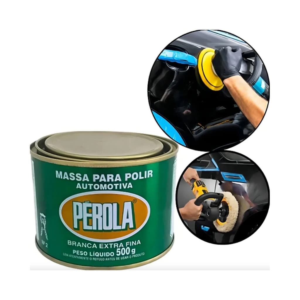 Massa Para Polir Automotiva Perola Branca Extra Fina 500gr