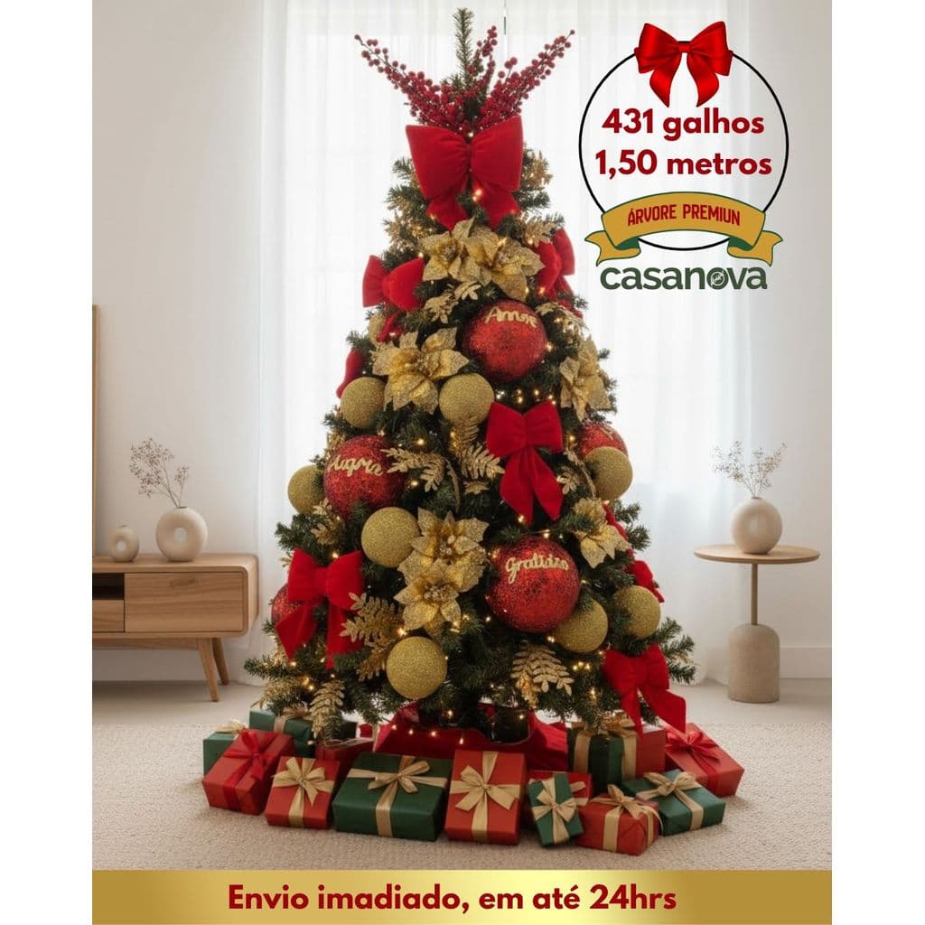 Árvore Natal Florarte New Filadélfia 1,5m Verde 431 Galhos