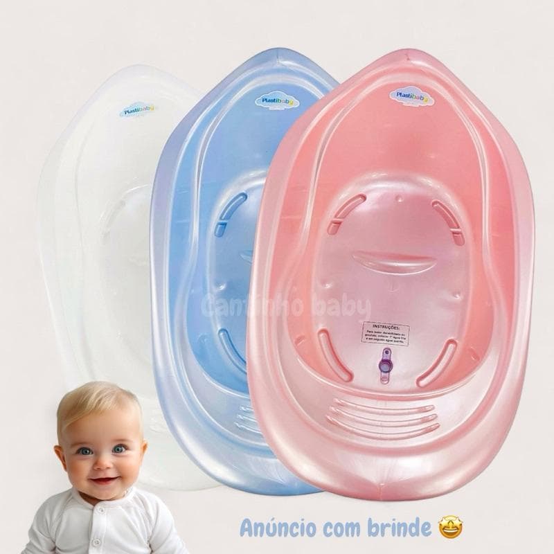 Banheira de Bebê + Brinde Saboneteira da Cor da Banheira com Valvula.