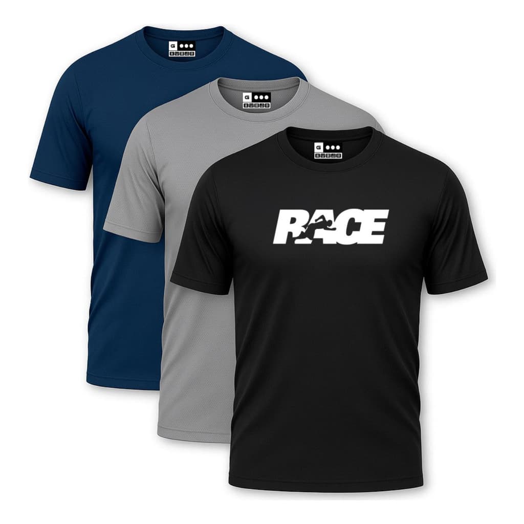 Kit 3 Camisetas Corrida Camisas Dry Fit Race Treino Academia