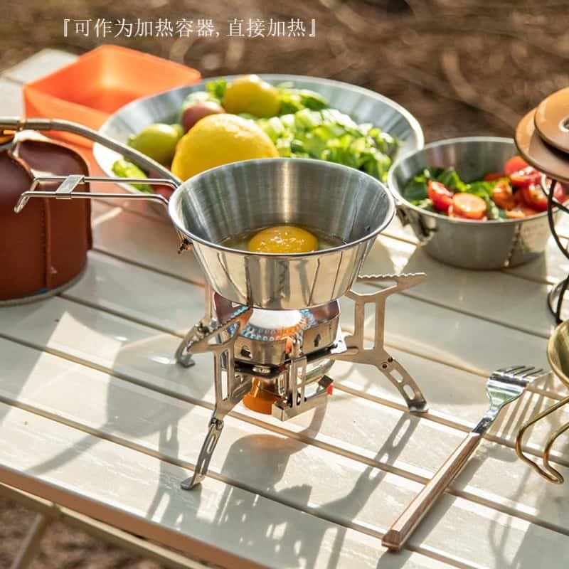 Tigela dobrável de aço inoxidável para piquenique, tigela de arroz para churrasco, copo dobrável para montanhismo, copo