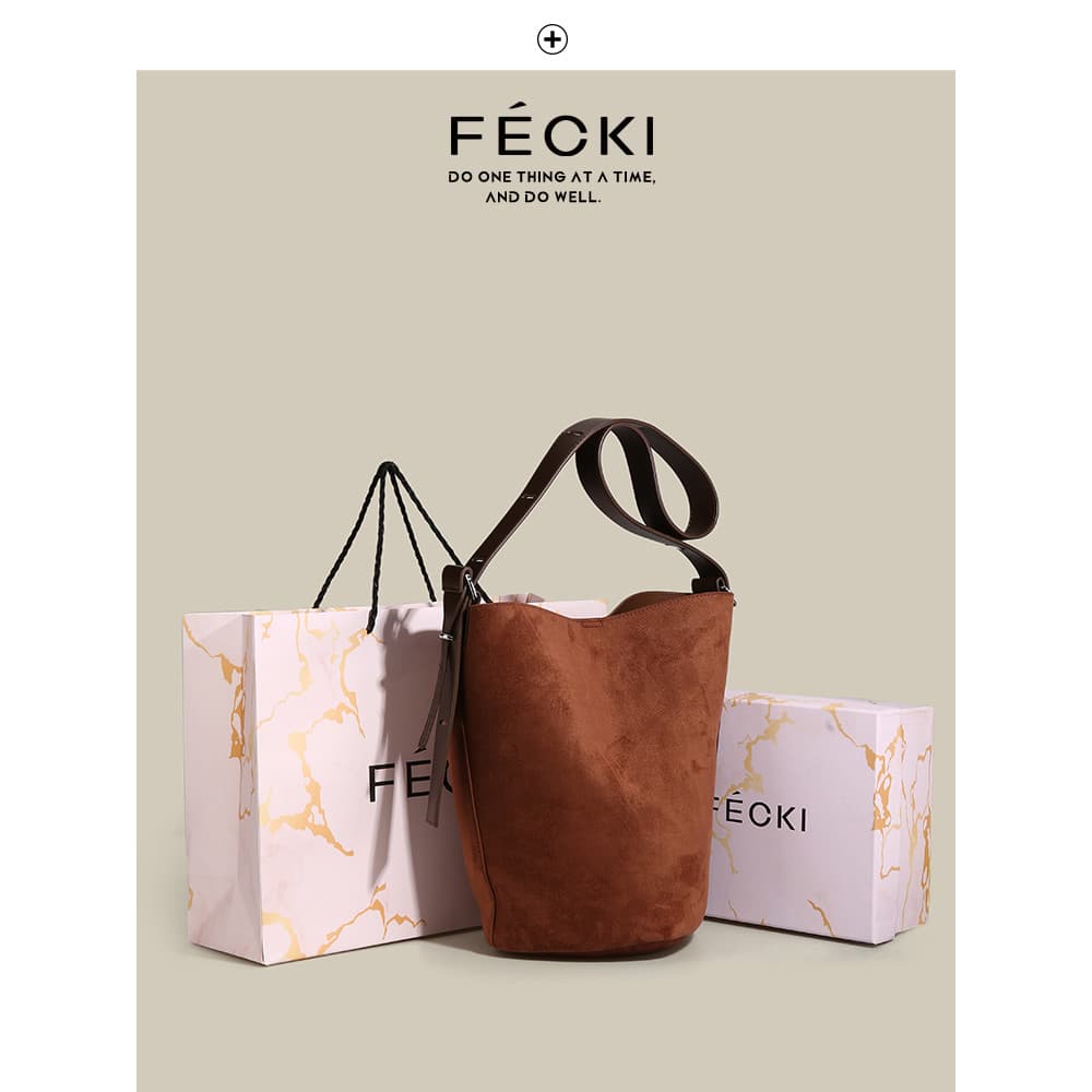 FECKI presente de aniversário para namorada Retro balde saco 2025 primavera verão novo estilo elegante All-Match saco do