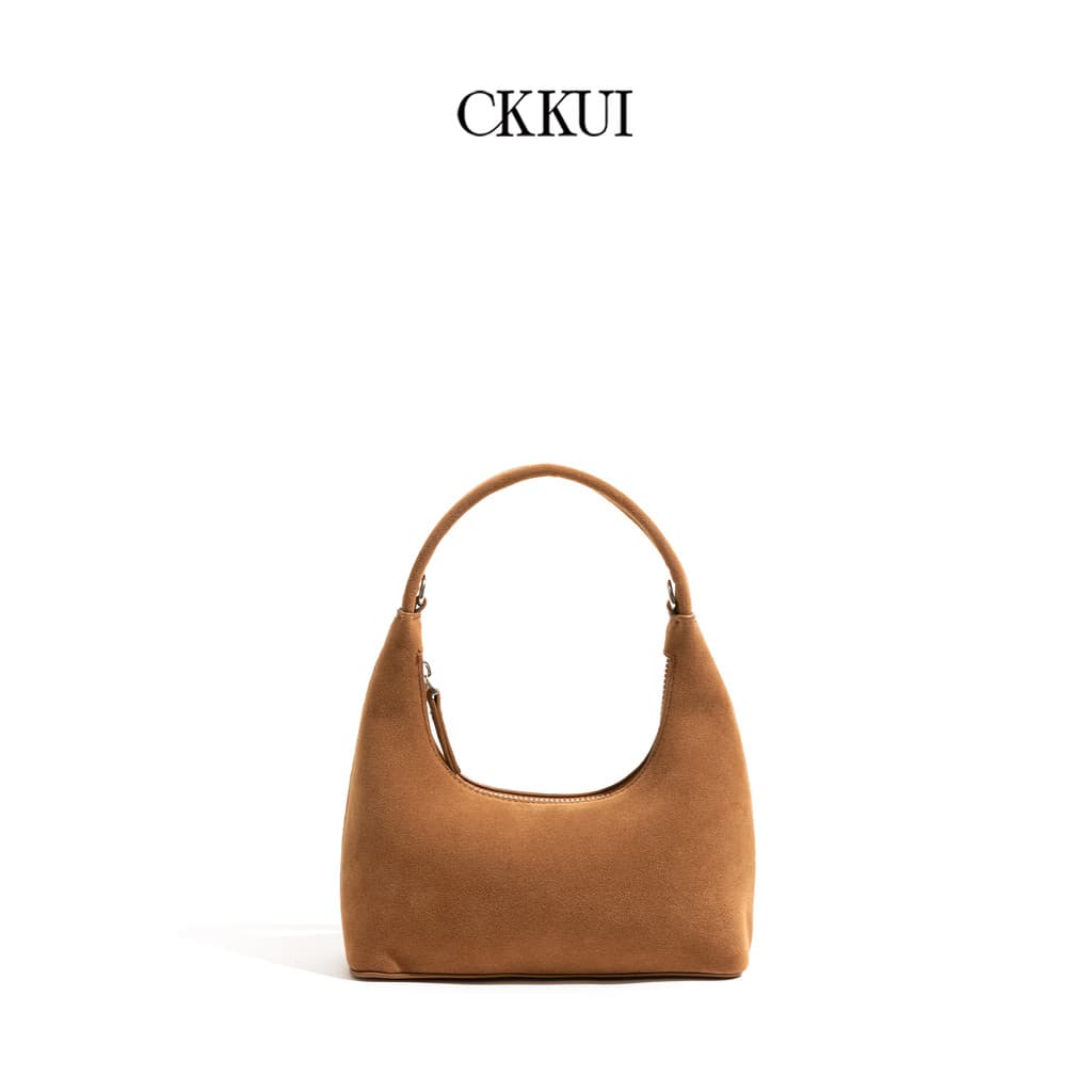 CKKUI minimalista nicho cor sólida camurça bolsa feminina 2025 outono inverno novo estilo bolinho saco luz luxo portátil