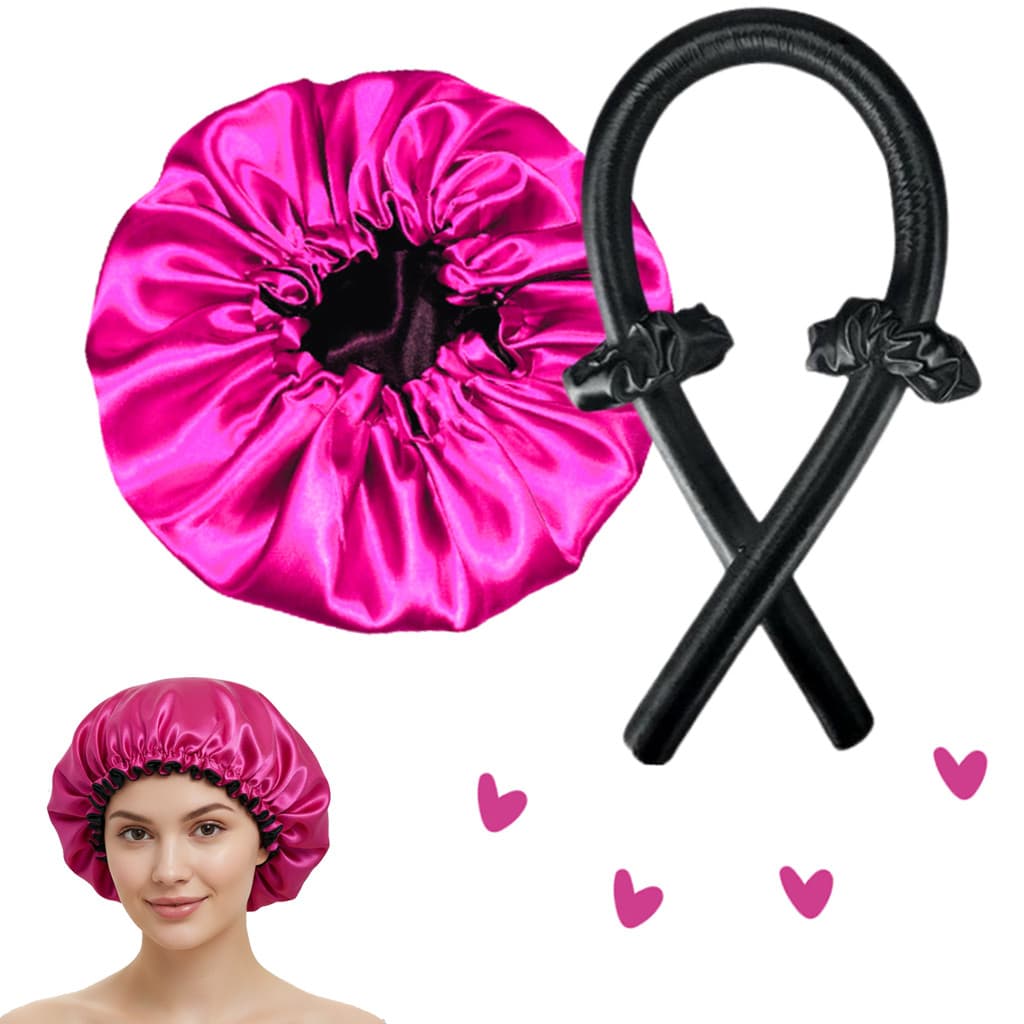 Kit Modelador de Cachos + Touca Cetim | Heatless Curls & Proteção Noturna