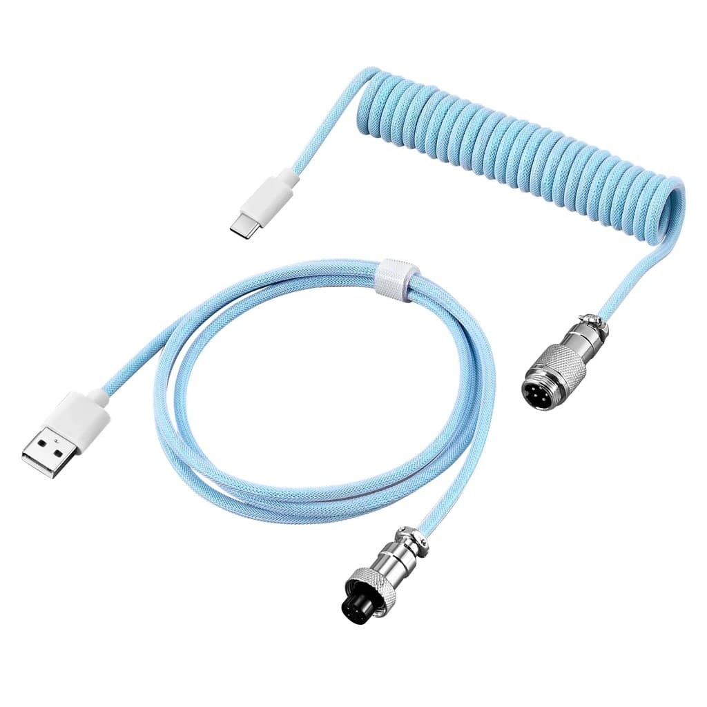 Cabo Aviador Enrolado USB-C 3M para Teclado Mecânico Azul