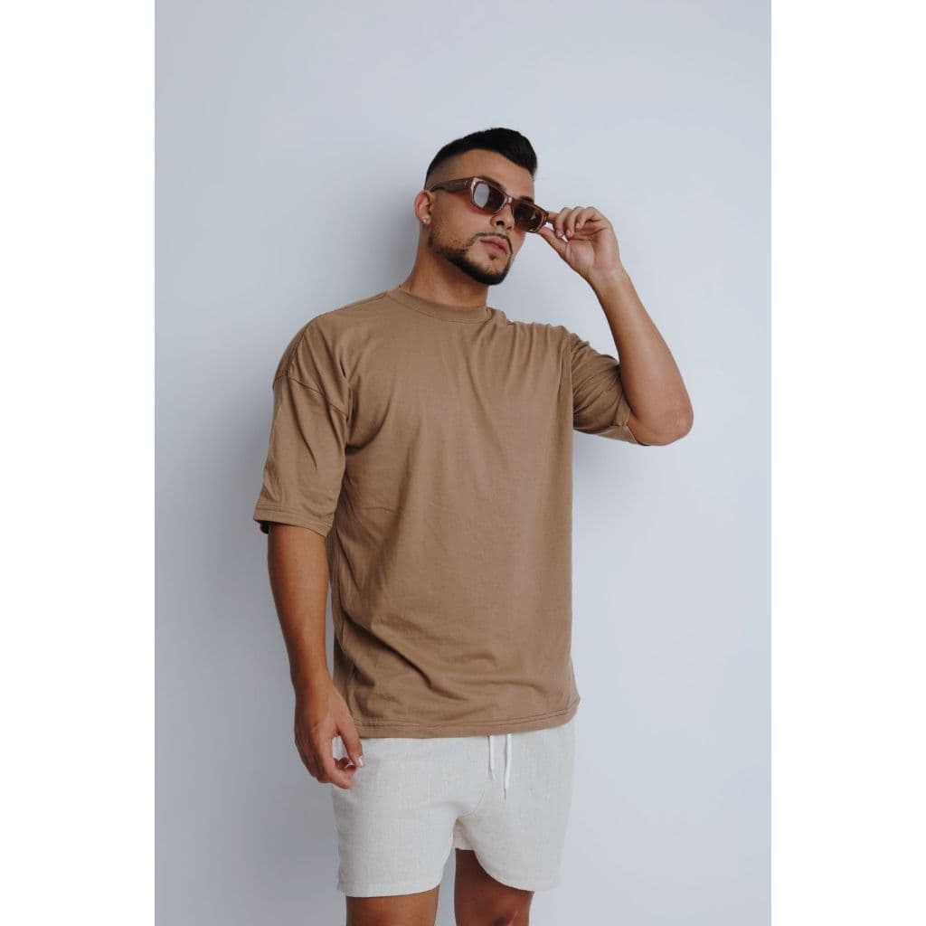 Camiseta camisa masculina de gola alta com manga folgadinha elegante casual