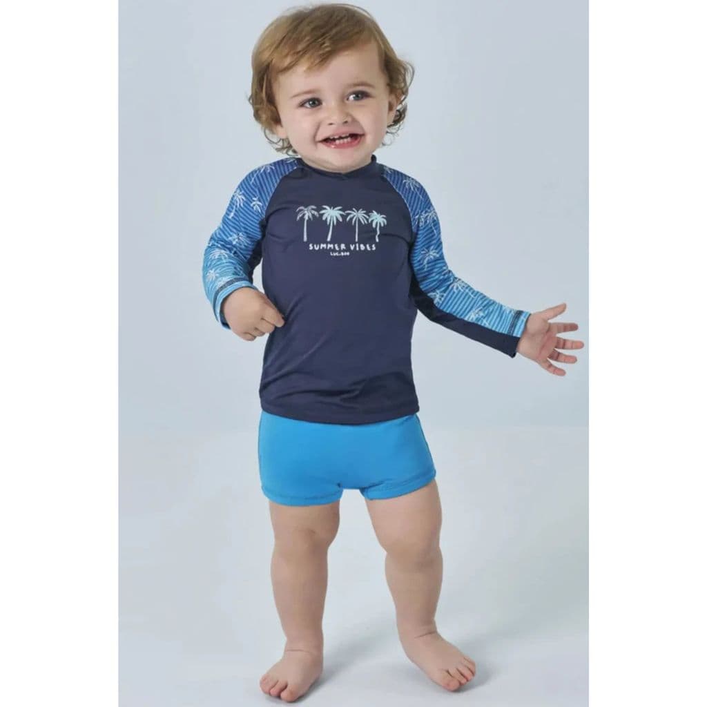 Conjunto Camiseta e Sunga Estampados Praia Luc.Boo