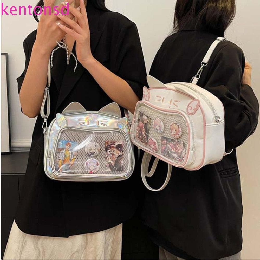 KENTONSD Kawaii Cat Itabag , Bolsa Com Zíper Bolso Transparente PU De Itens Pequenos Boneca De Algodão Mochilas Da Moda