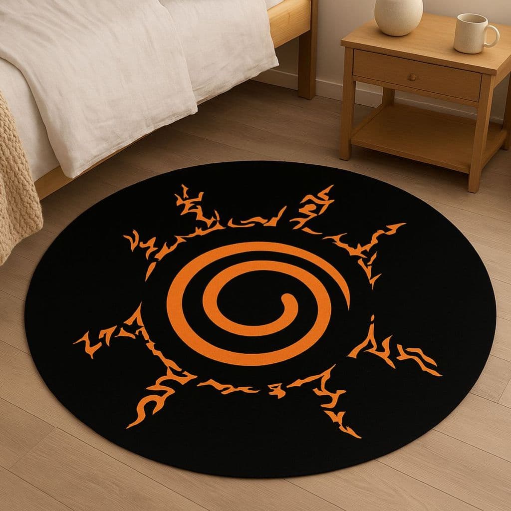 Tapete Redondo Decorativo 88cm Antiderrapante para Sala e Quarto 2153
