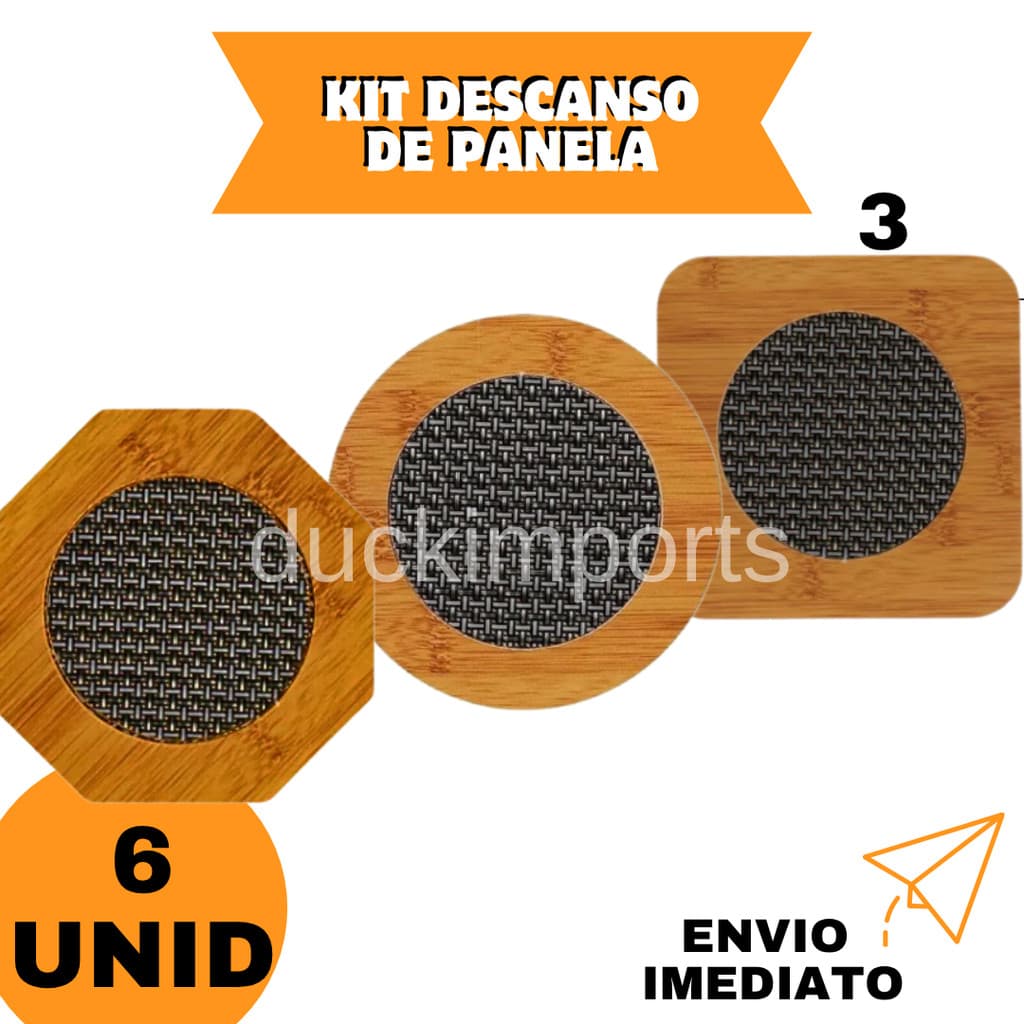 Kit 6 Descanso de Panela em MDF 14,5 Bambu Protetor de Mesa Apoio de Panela Quente
