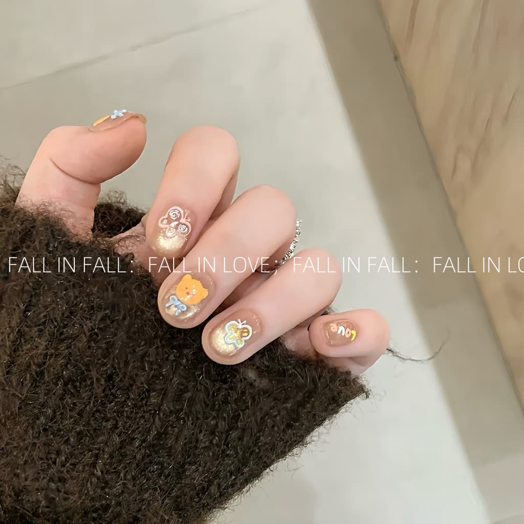 [Urso Manteiga] Estilo Japonês INS Estilo Bonito Graffiti Cristal Olho de Gato Puro Unhas Usadas à Mão High-End Sensação