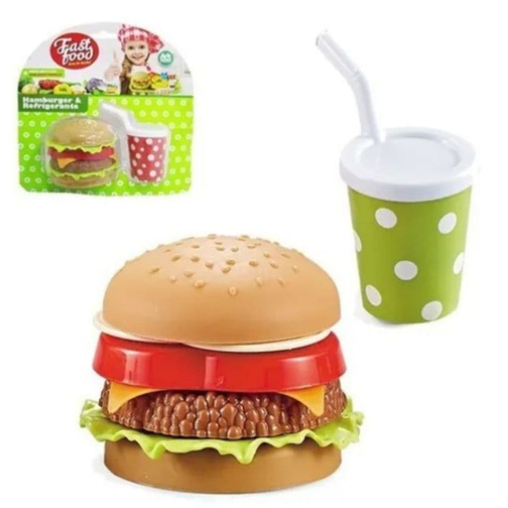 Brinquedo Infantil Fast Food Sanduíche Big Mac Cozinha de Plástico 07 Peças Hora do Lanche Brincar Comidinhas