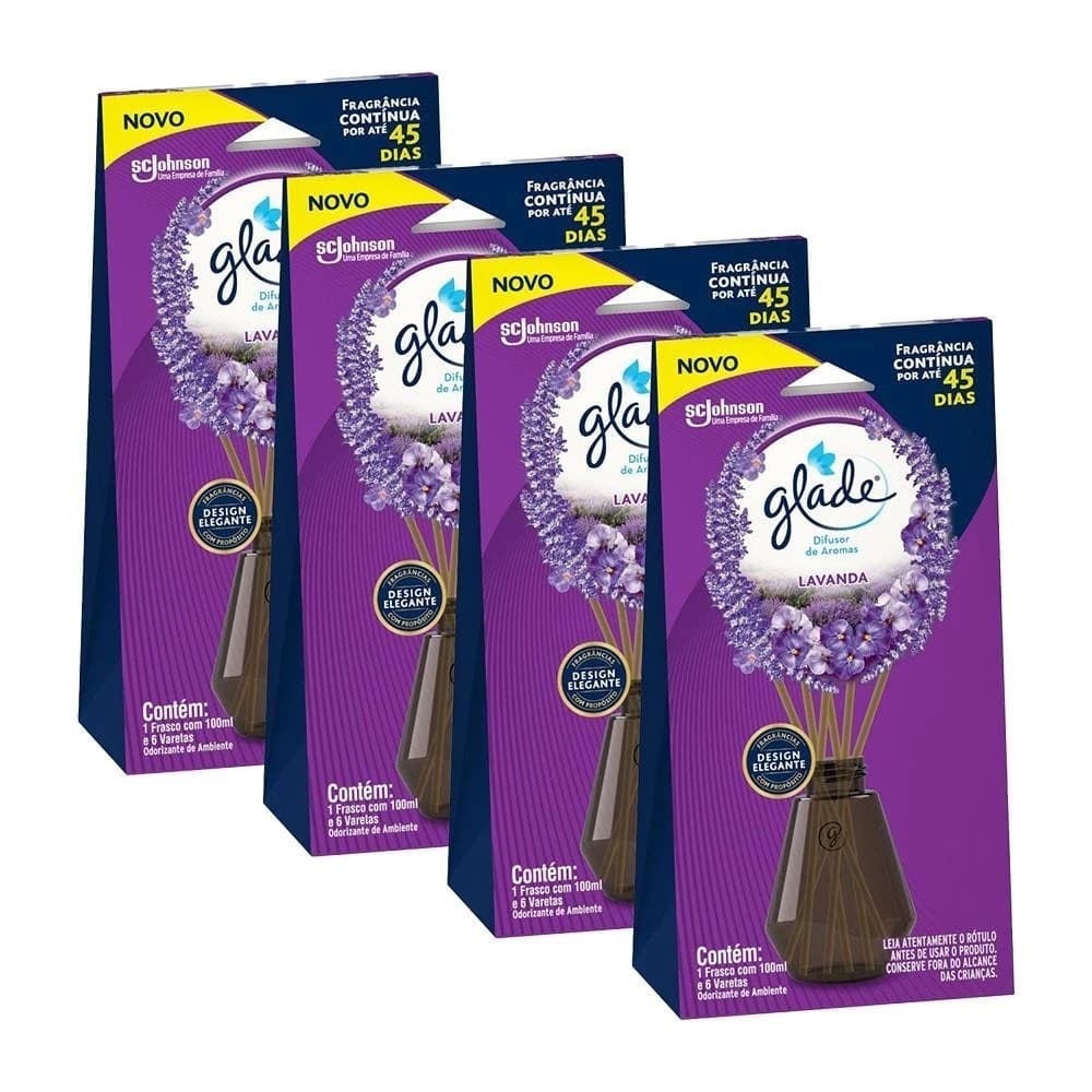 Glade Kit 4 Lavanda Difusor com Varetas 100 ml