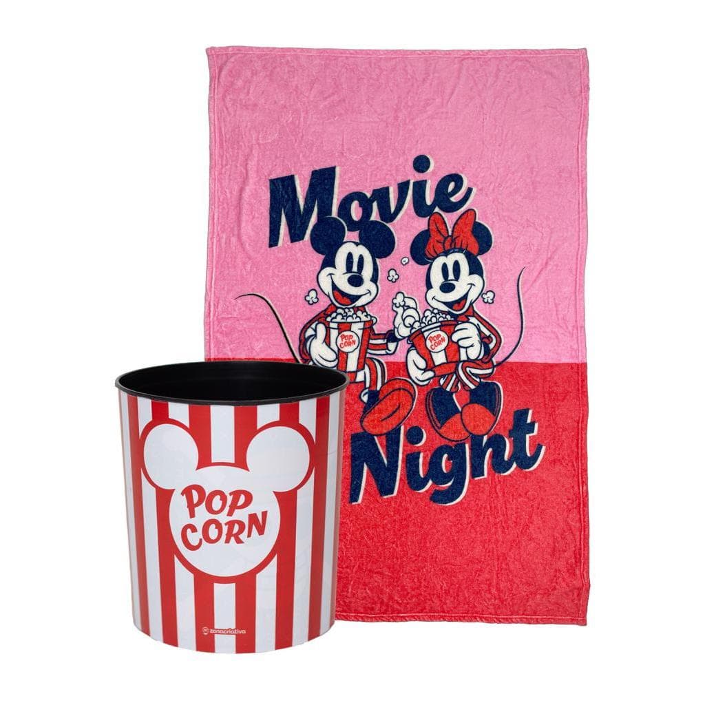 Balde Cinema E Manta Mickey E Minnie Mouse Disney Zona Criativa Namorados Presente Casal Amor Romântico Fofo