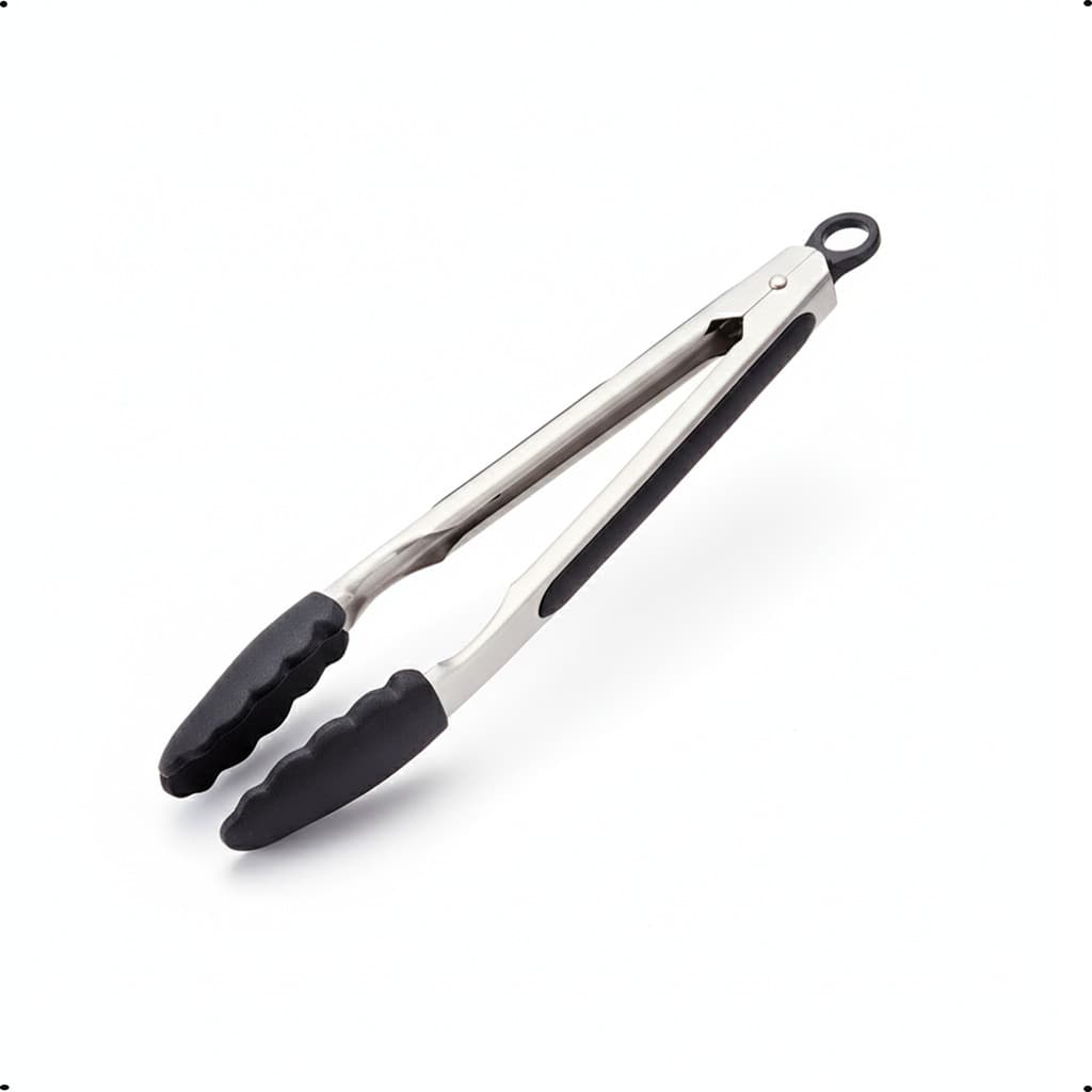Pegador Multiuso Silicone 25,5cm Para Salada Pegador Silicone e Aço Inox com Trava ENVIO IMEDIATO