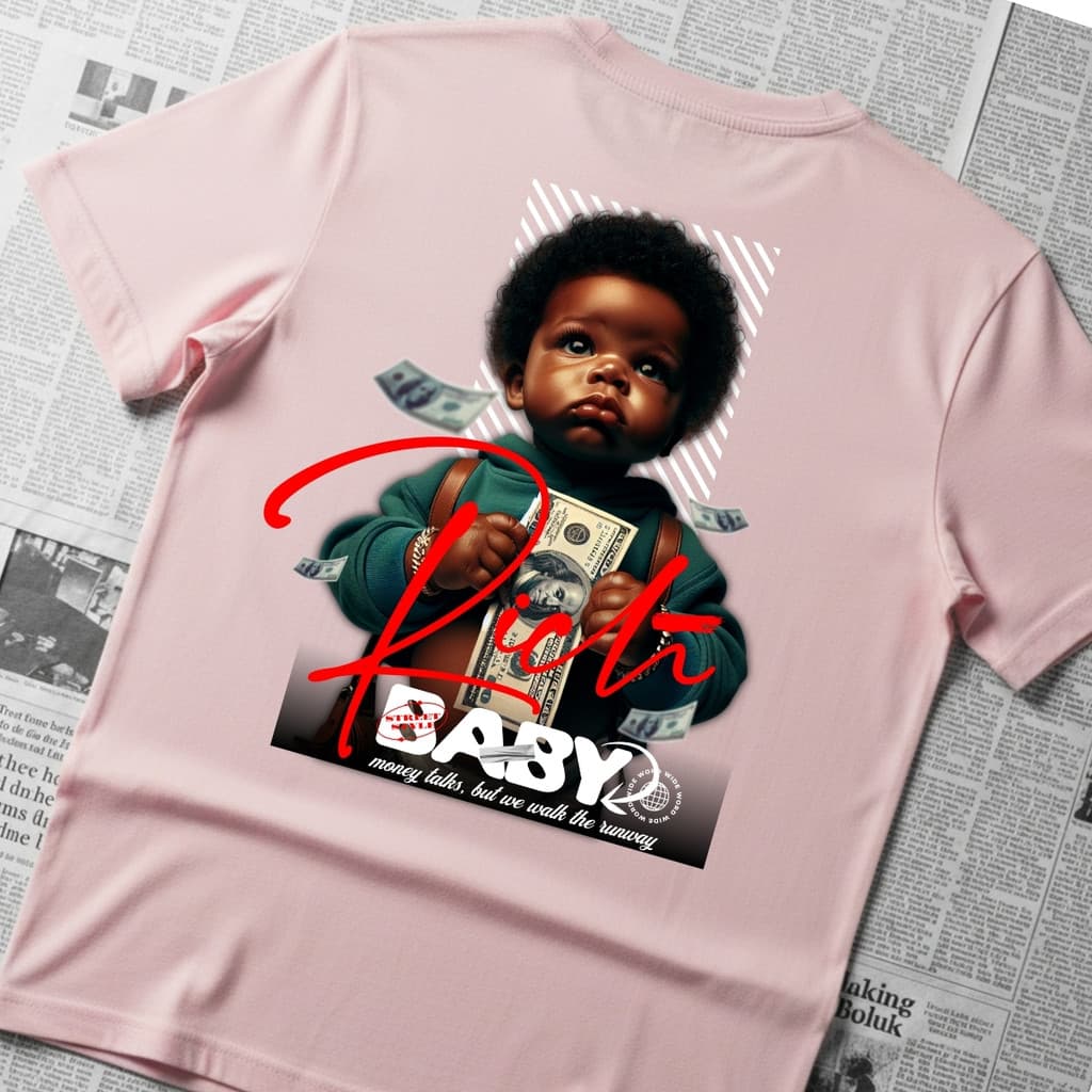 Camiseta Streetwear Baby Money Estampa nas costas Estilosa 100% Algodão