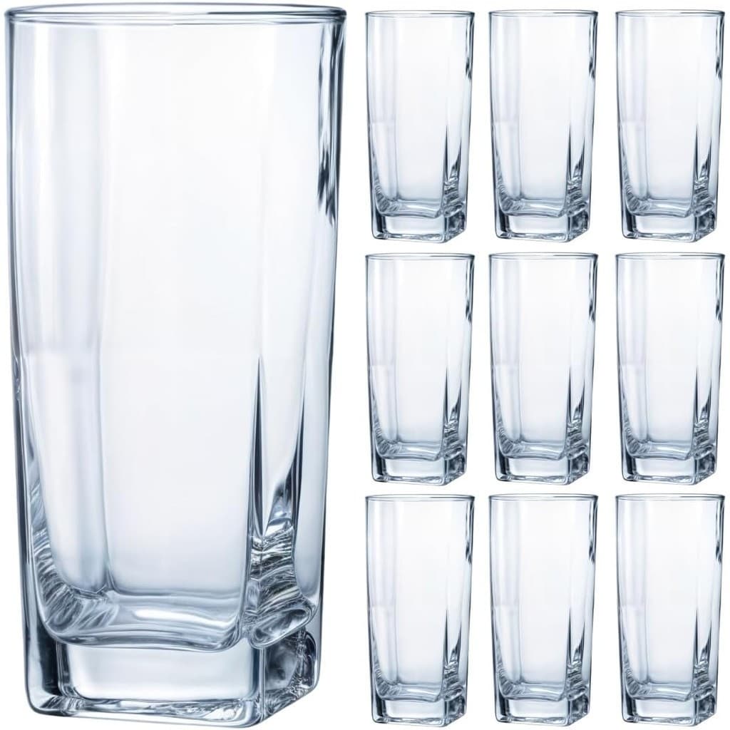 Jogo 6 Copos Quadrado Texas Vidro 290ml  Elegante Resistente Mesa Posta Bebidas e Festas