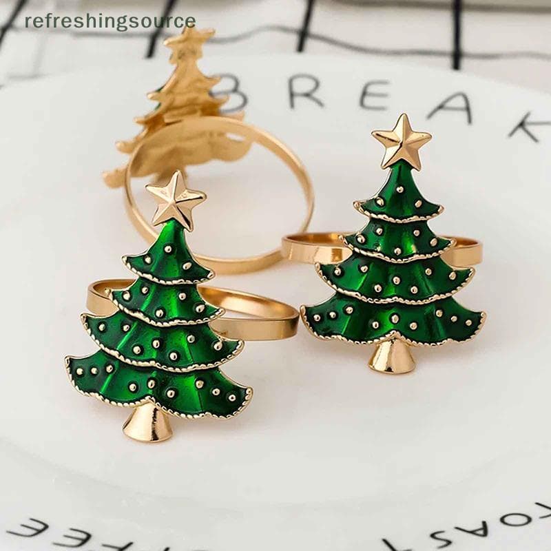 [T & B] 6 Peças De Anéis De Guardanapo De Natal , Enfeites De Árvore Casa , Cozinha , Mesa De Jantar , Decoração , Mater