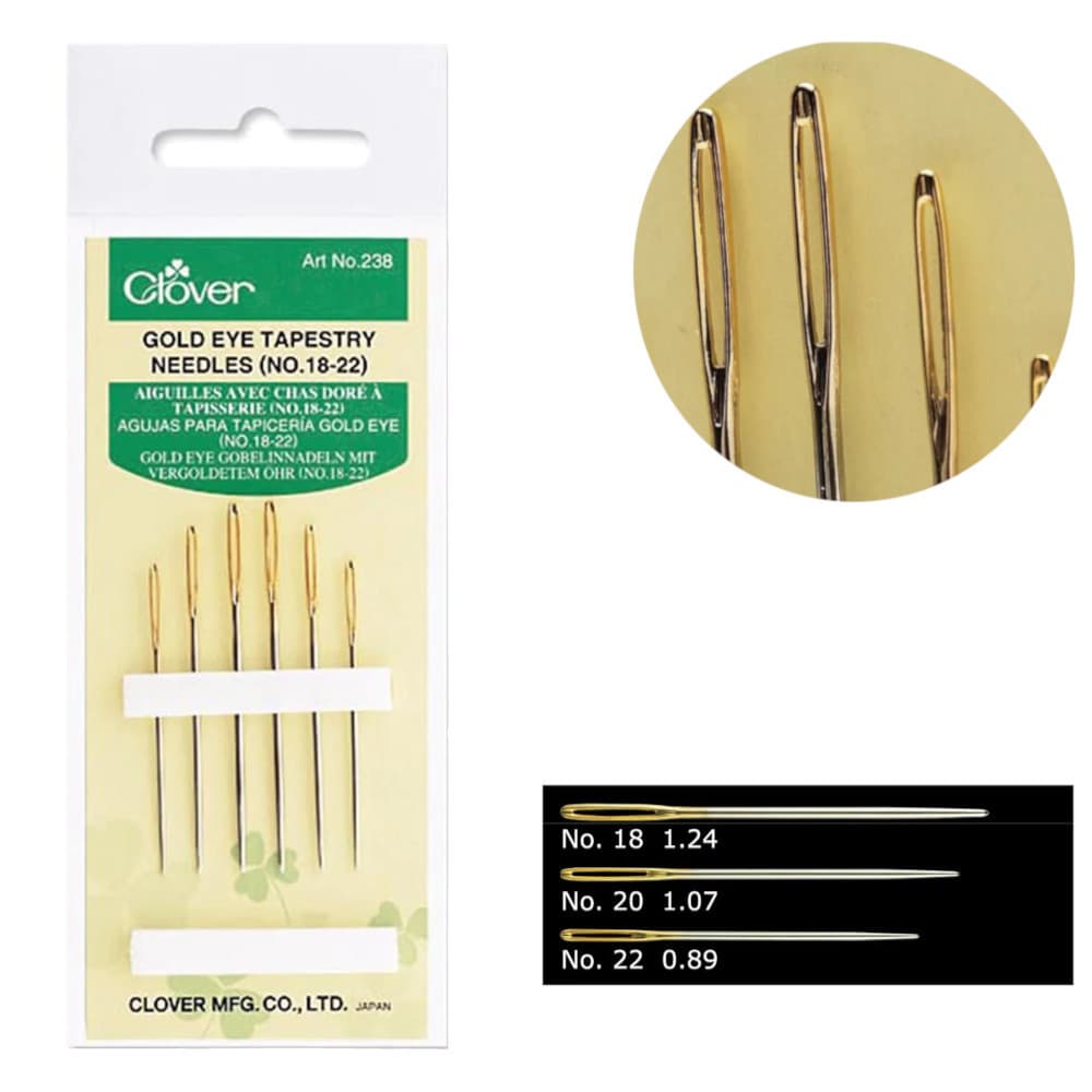 Kit de Agulha para Tapeçaria Clover Gold Eye com 6 Peças
