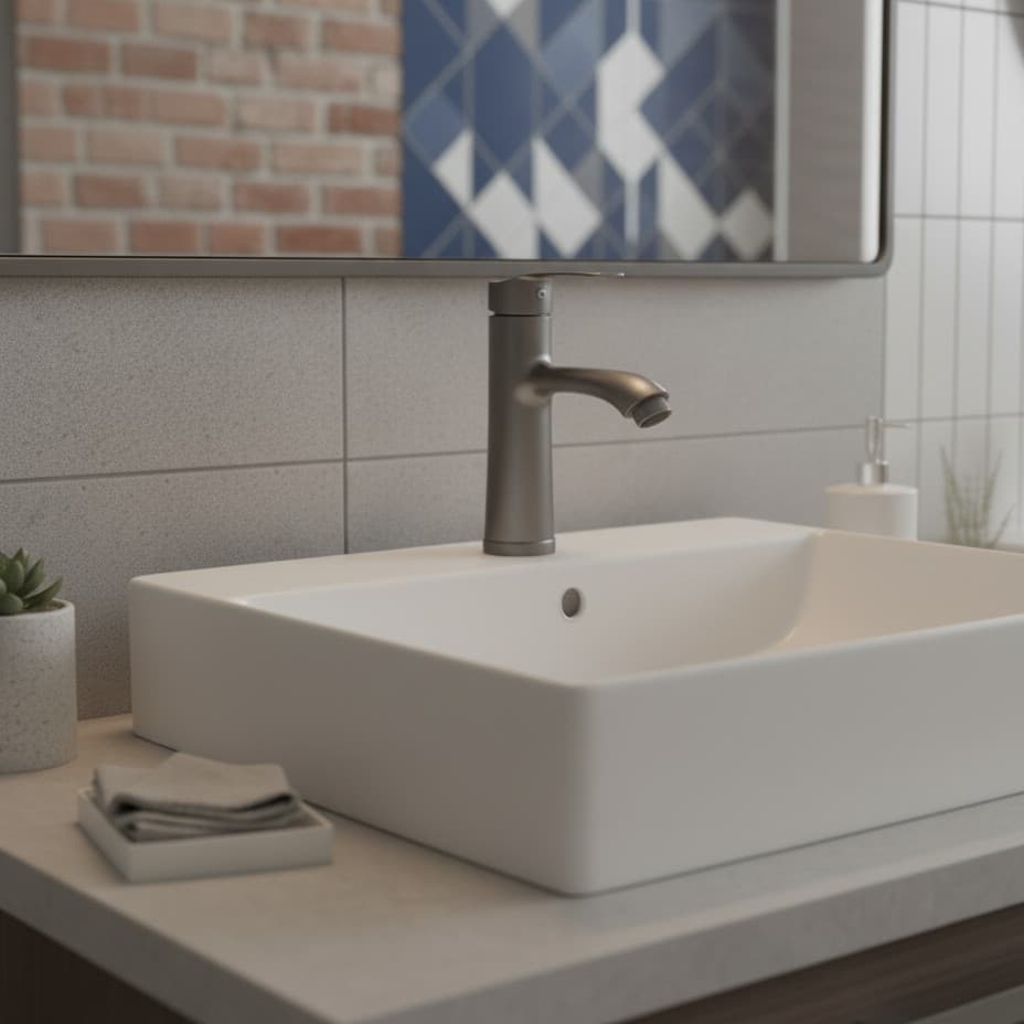 Torneira de luxo preta/cinza para água quente e fria adequada para lavatórios de banheiro