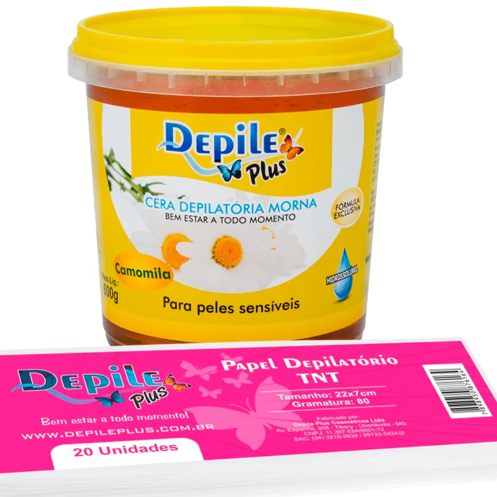 Kit Cera Hidrossolúvel 600g + Papel Depilatório TNT 20 un