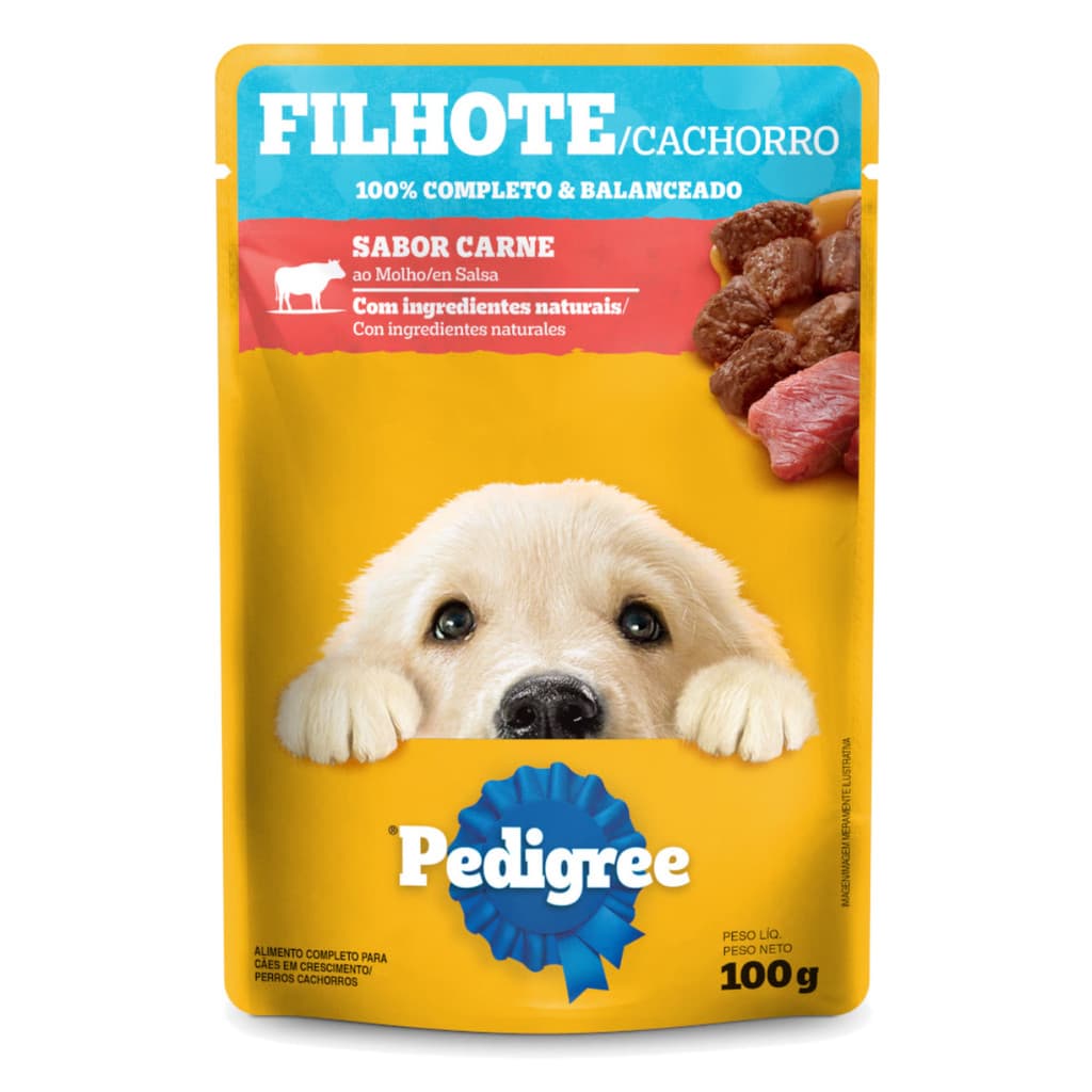 Sachê Pedigree para Cães Filhotes Carne ao Molho 100gr