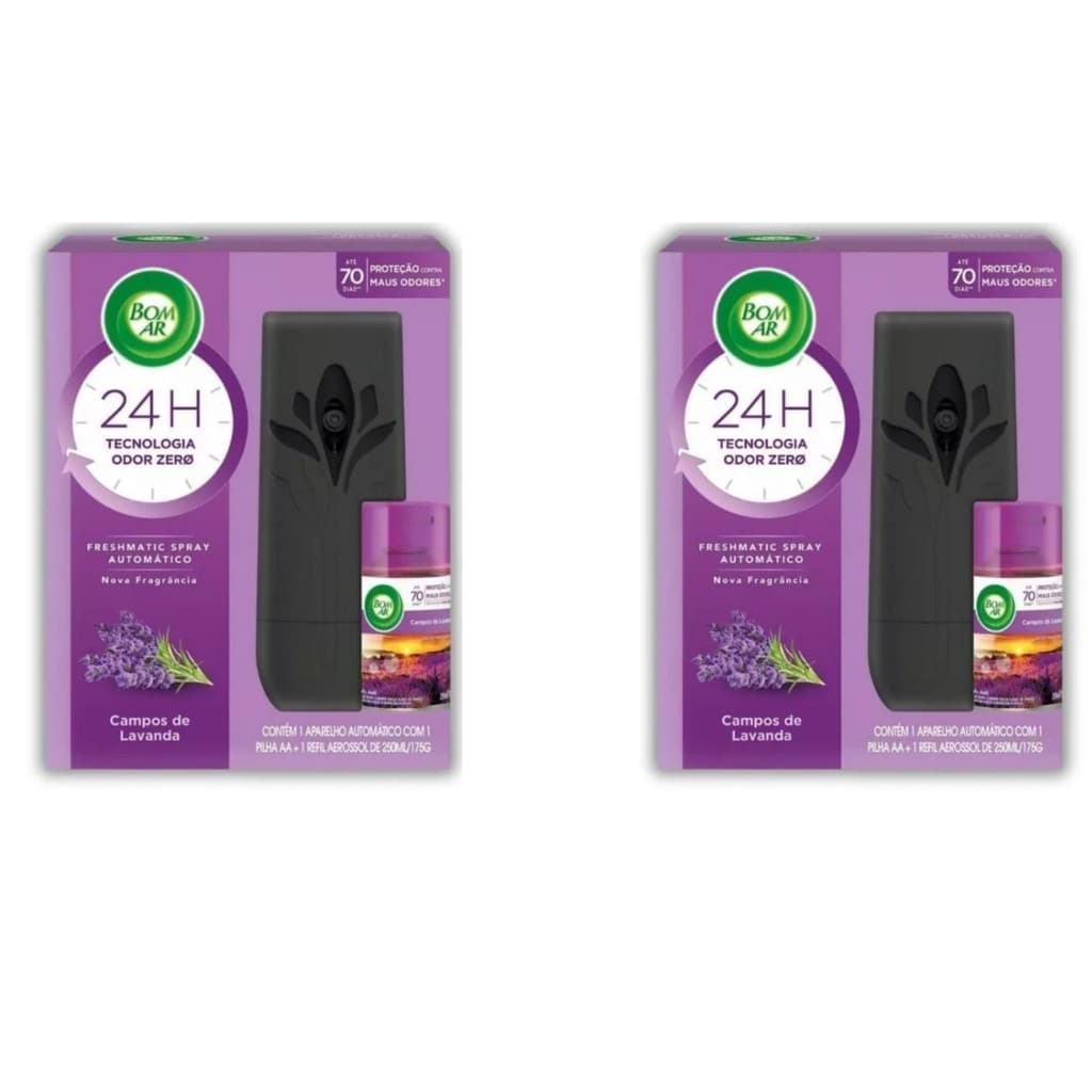 Odorizador Automático Bom Ar Lavanda Kit 2 + 2 Refil