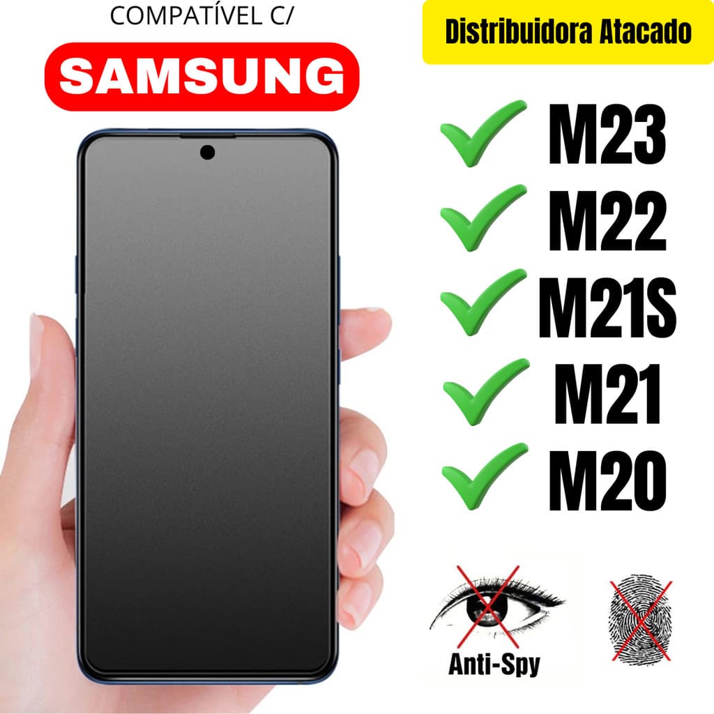 Película Cerâmica Privacidade Fosca 3D P/ Samsung M23 / M22 / M21S / M21 / M20 Matte AntiSpy