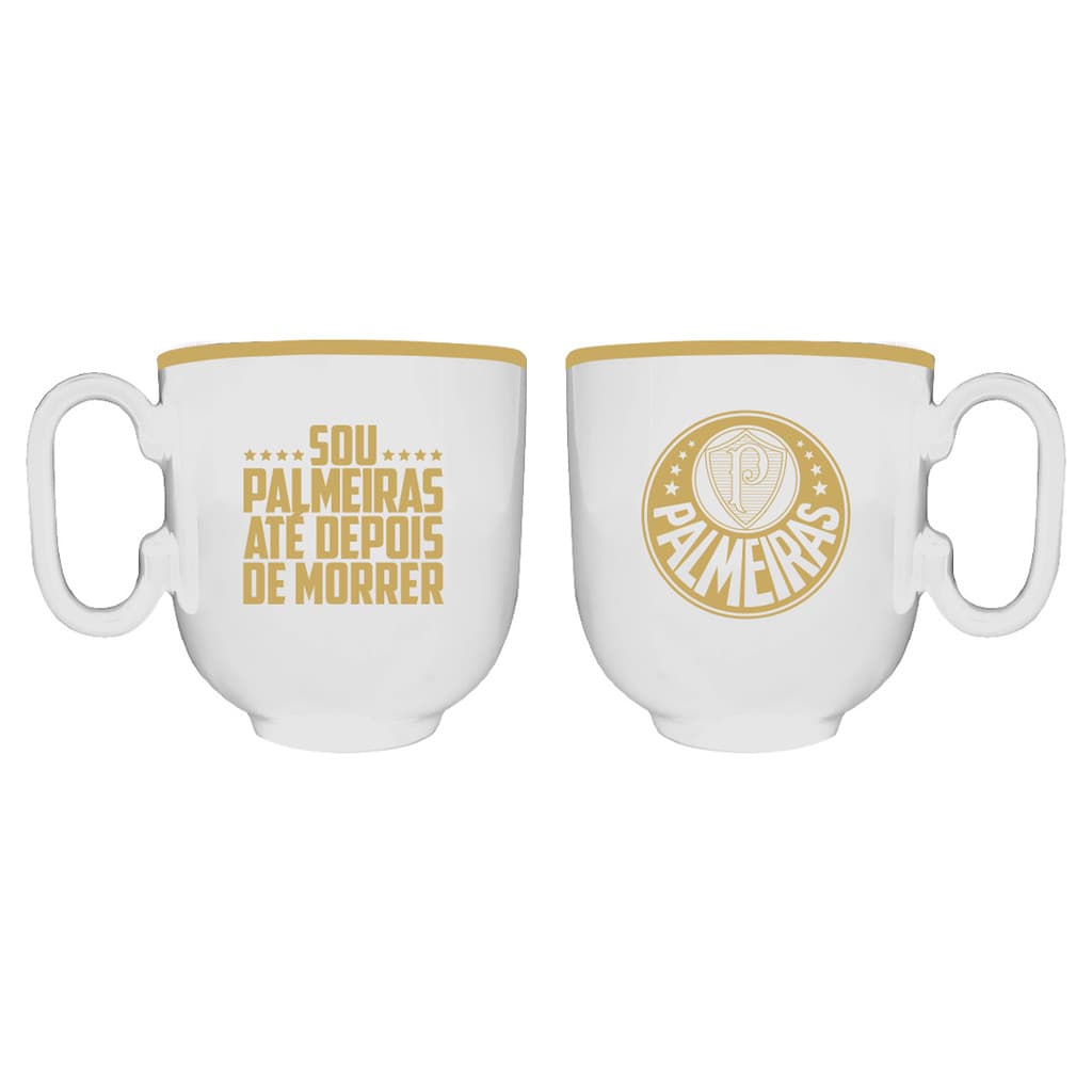 Caneca porcelana branca 350ML PALMEIRAS com caixa - PRODUTO LICENCIADO