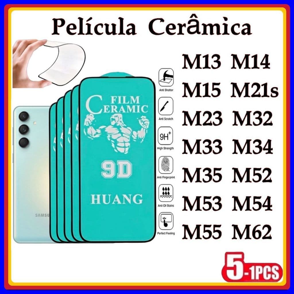 Película de Cerâmica 9D Gel Hidrogel Flexível Samsung M13 M14 M15 M23 M21S M32 M33 M34 M35 M52 M53 M54 M55 M62