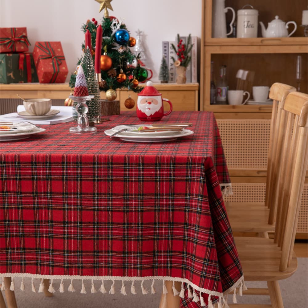 Toalha De Mesa Xadrez Vermelha Estilo Francês , Decoração De Casa , Fazenda Rústico , De Tecido Macia E Durável