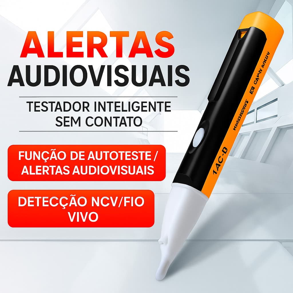 Caneta LED Detectora de Tensão Elétrica com Pilhas – Teste de Voltagem AC 1000V