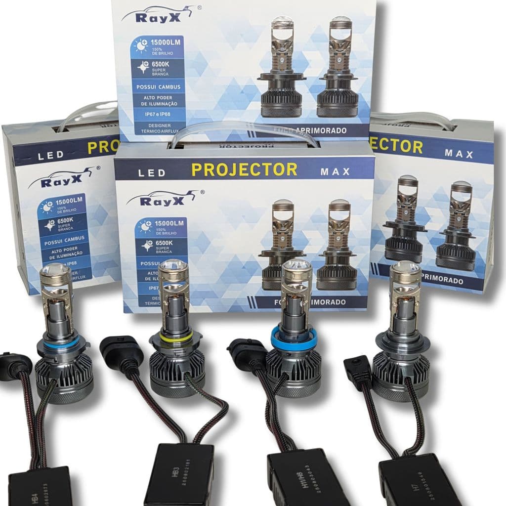RAYX - LÂMPADAS AUTOMOTIVAS ULTRA LED MAX PROJETOR CANHÃO RAYX 60W/15000LM BIVOLT