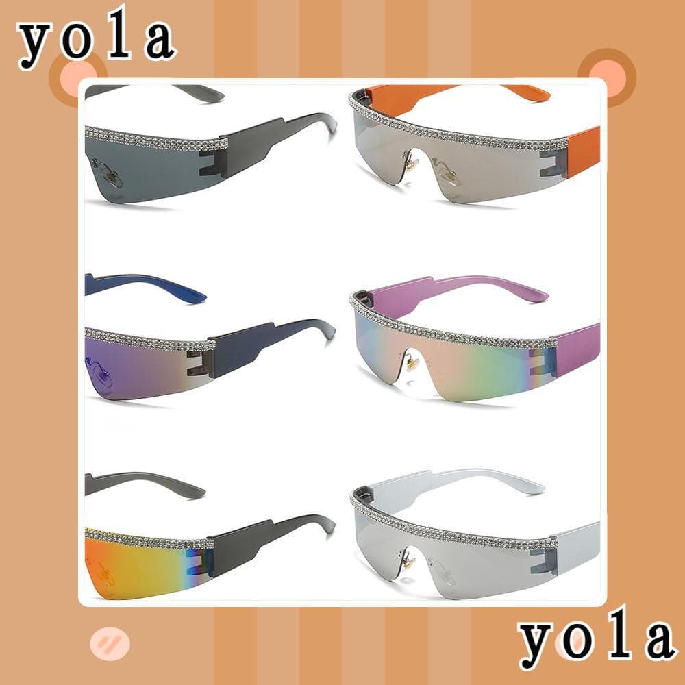 YOLANDAGOODS Y2K Óculos De Sol Sem Borda Cyberpunk Hip Hop One Piece Goggles Futurísticos