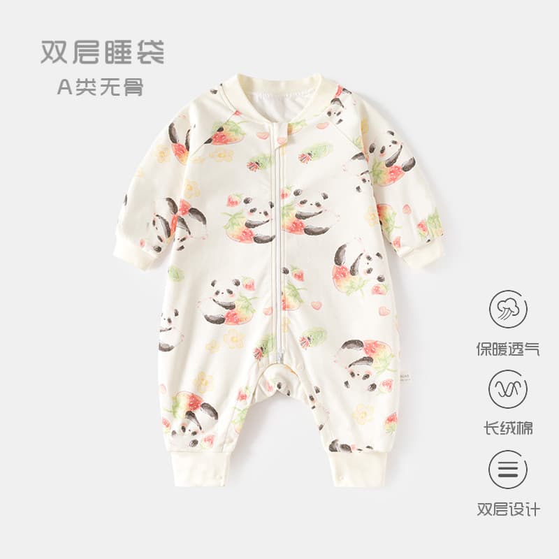 Bebê dupla camada saco de dormir primavera outono bebê Split-Leg estilo fino pijamas recém-nascidos tipo zíper crianças
