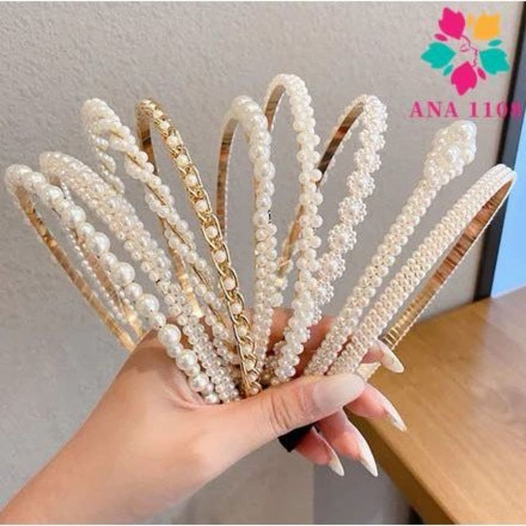 KIT 5 PCS Tiara de Pérolas / Arquinho de Perolas - Acessórios femininos de cabelo