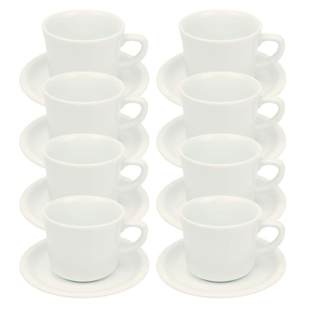 Kit 8 Xícaras de Chá com Pires 250ml em Porcelana