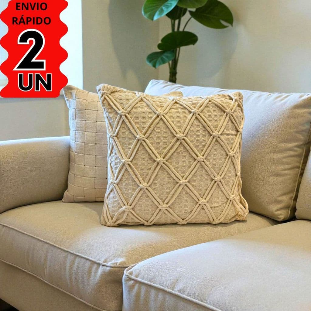 Capa de Almofada Decorativa 2 Unidades Premium  Textura Trançada Para Sofá Cama Sala e Escritório  .