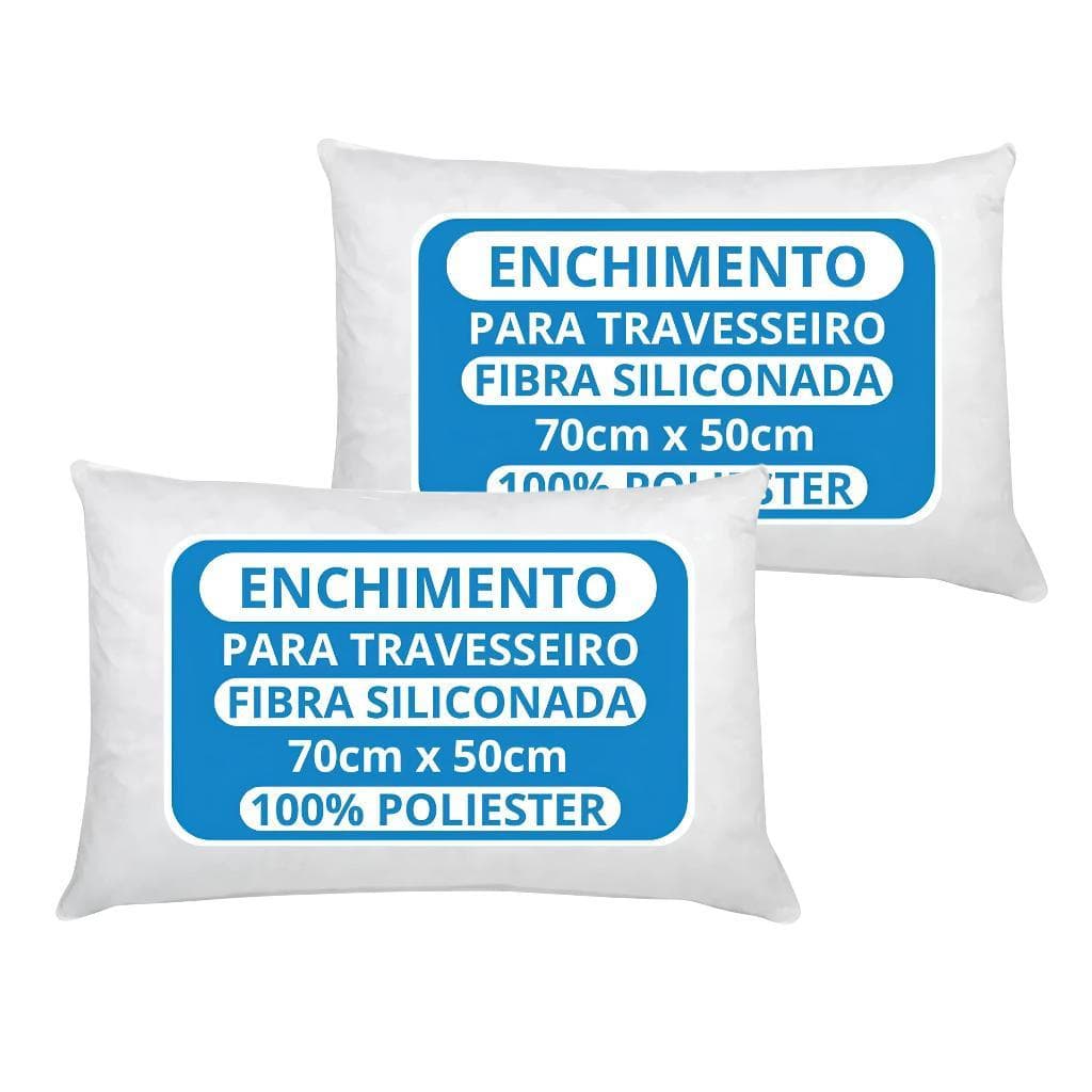 Kit 2 Travesseiro Firme Alto Impermeavel 70x50cm Antialergico Fibra Siliconada Extra Macio Enchimento Refil Silicone