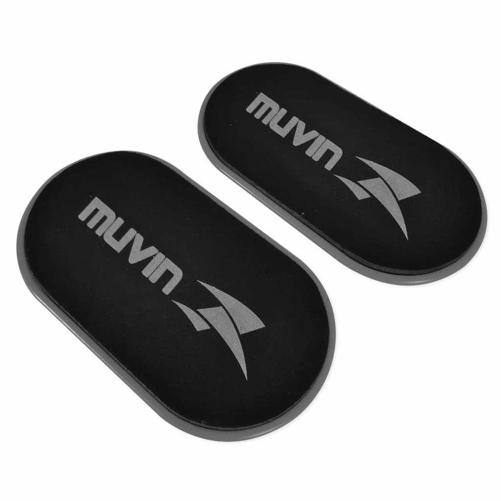 Disco de Deslizamento Muvin Preto/Cinza Par Acessório Compacto para Treino Completo Treino Funcional e Pilates