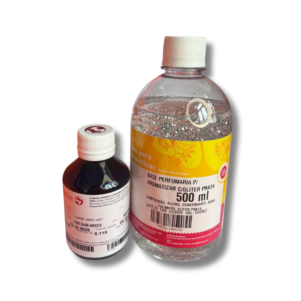 Base Aromatizador com Glitter 500ml e Essência 100ml
