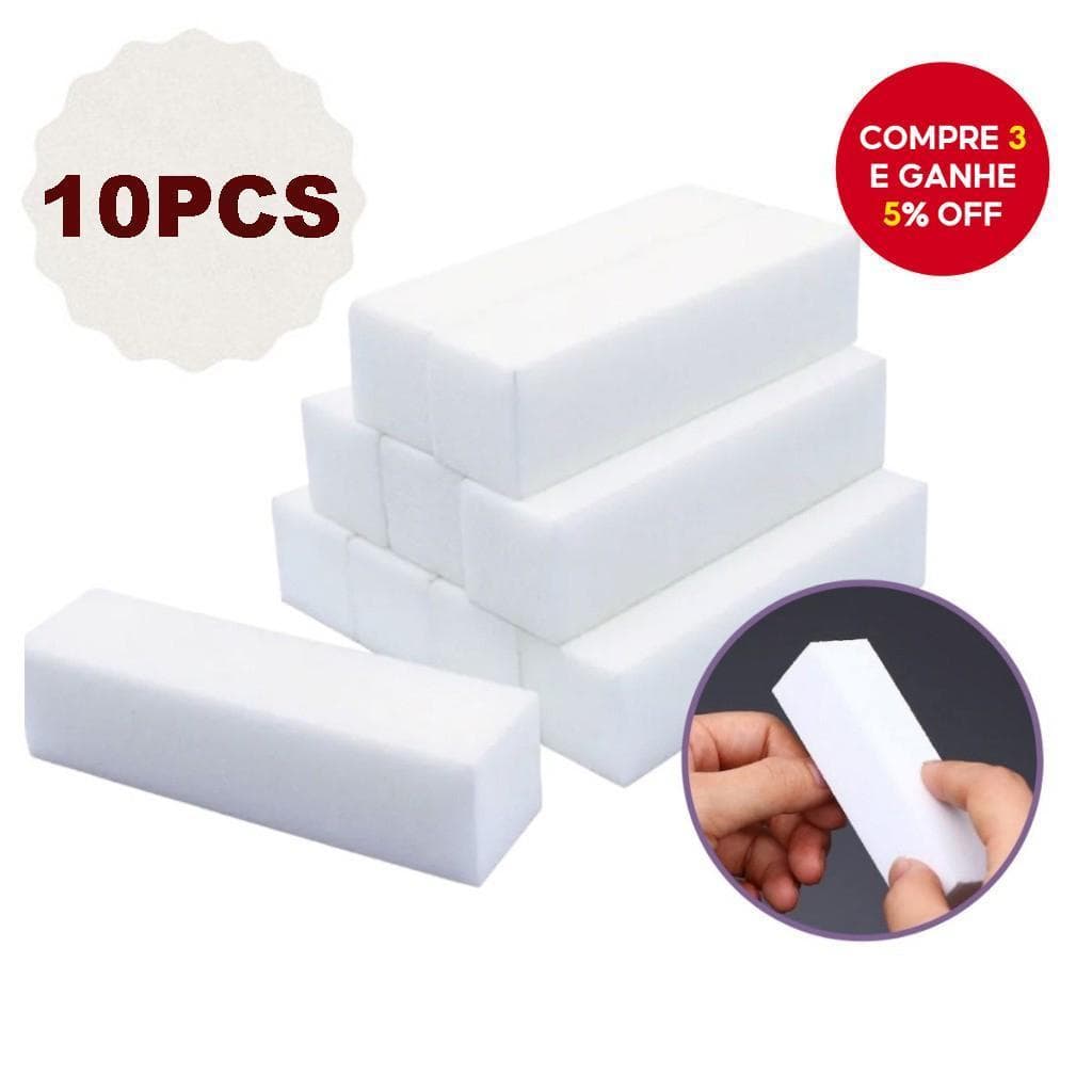 Kit 10 lixa Unhas Profissional Polidor Bloco Manicure Pedicure Polimento Esponja Acessórios