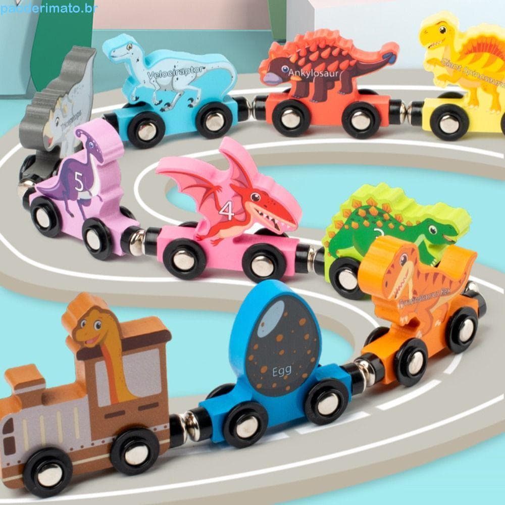 Brinquedo magnético com trens e dinossauros,Conjunto Educacional Numérico Montessori