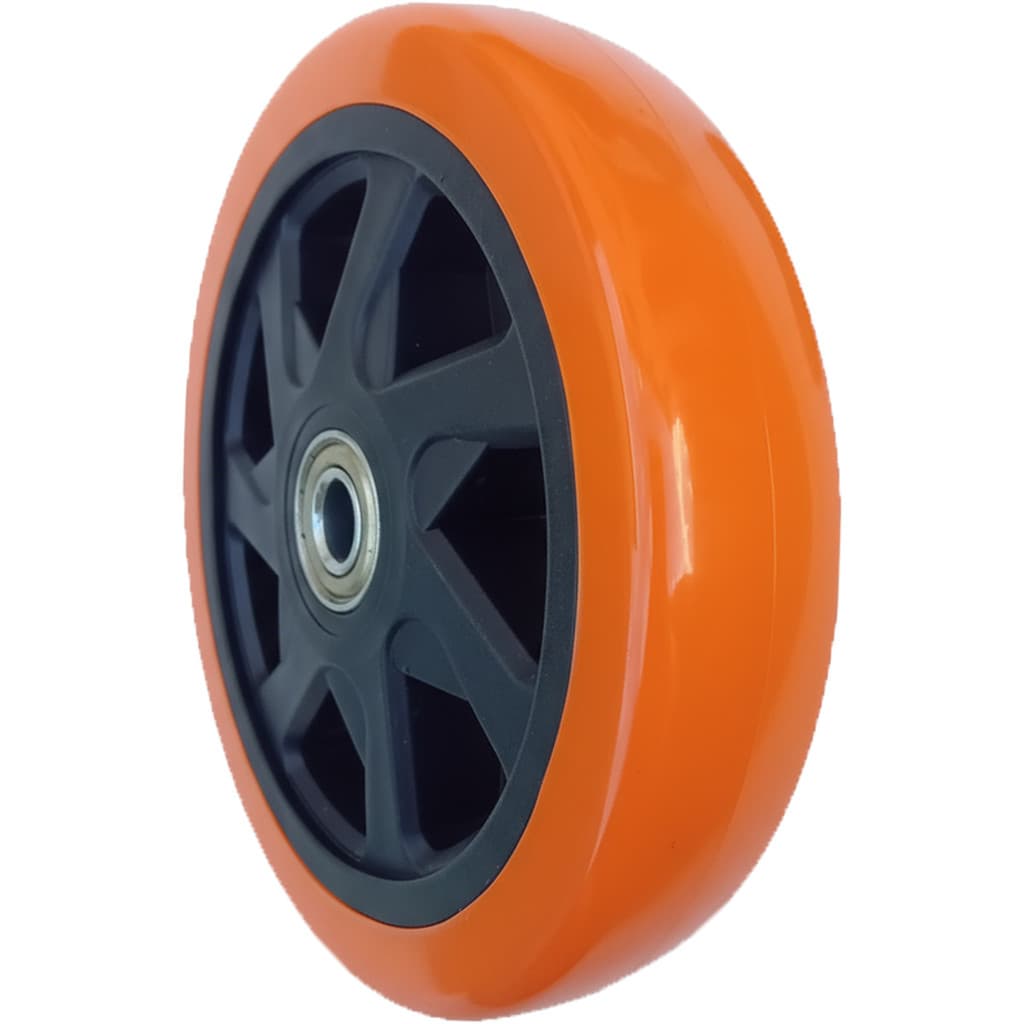 Roda PVC 612 (15cm) Pneu PVC, Nucleo de PP, Rol de Esfera - PVC612E12_AJ