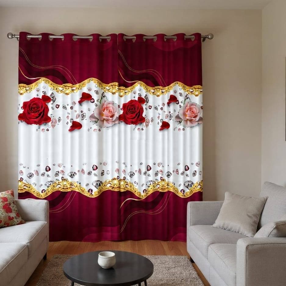 Cortina Sala Estampada 3,00m × 2,70m Decoração casa Elegante