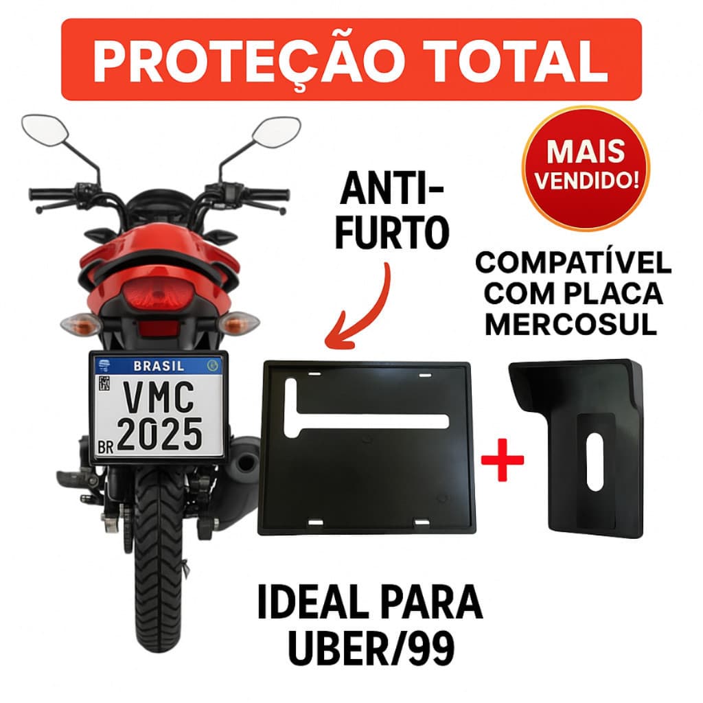 Suporte Moldura Placa Moto Padrão Mercosul Contran  Universal Para Todos os tipos de Motos