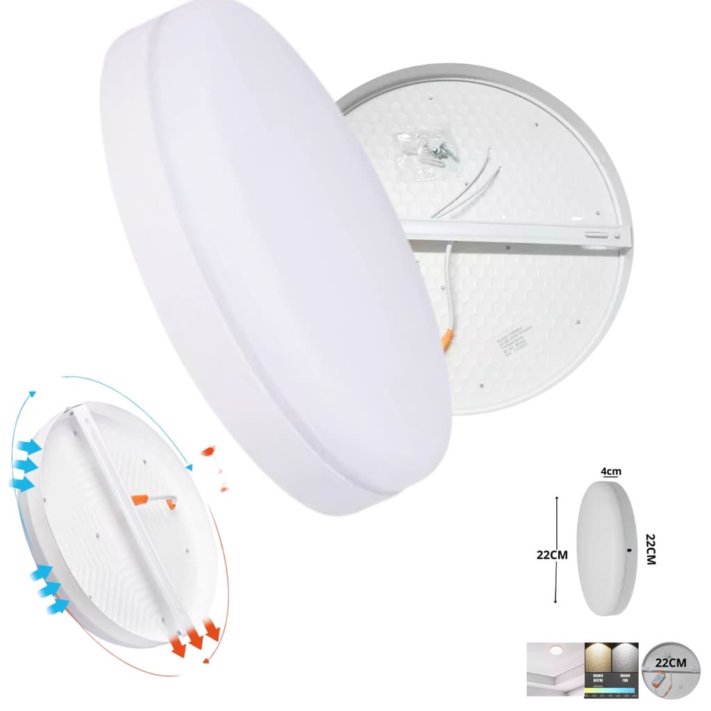 Plafon Led Borda Infinita 38W Redondo Sobrepor Bivolt 22cmx22cm Frio 6500K ou Neutro 4000k